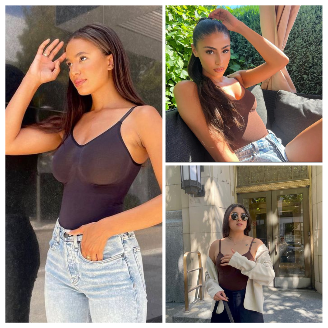 herslims Black Seamless Bodysuit Brief Womens Tummy Control Compression Comfort Fabric