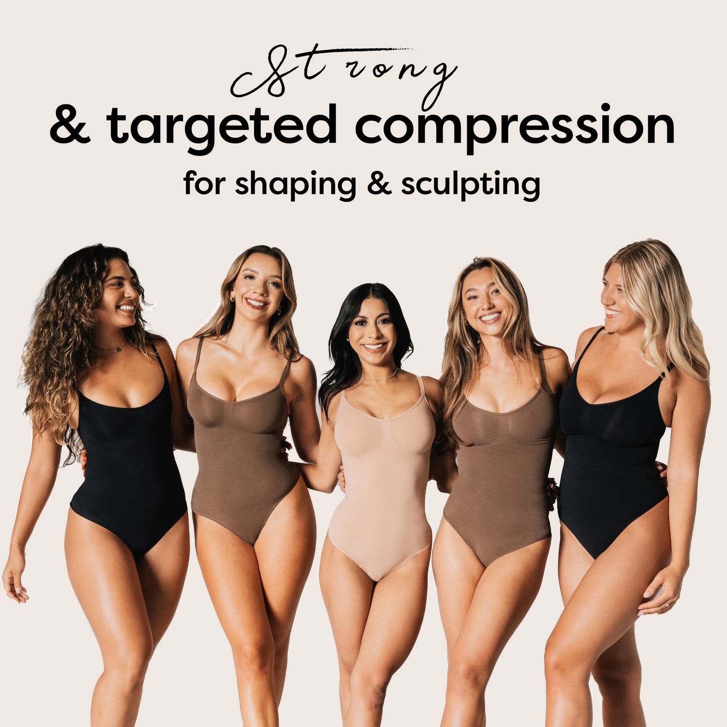 herslims Black Seamless Bodysuit Brief Womens Tummy Control Compression Comfort Fabric