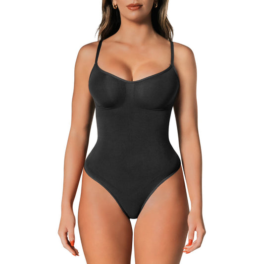 herslims Black Seamless Bodysuit Brief Womens Tummy Control Compression Comfort Fabric