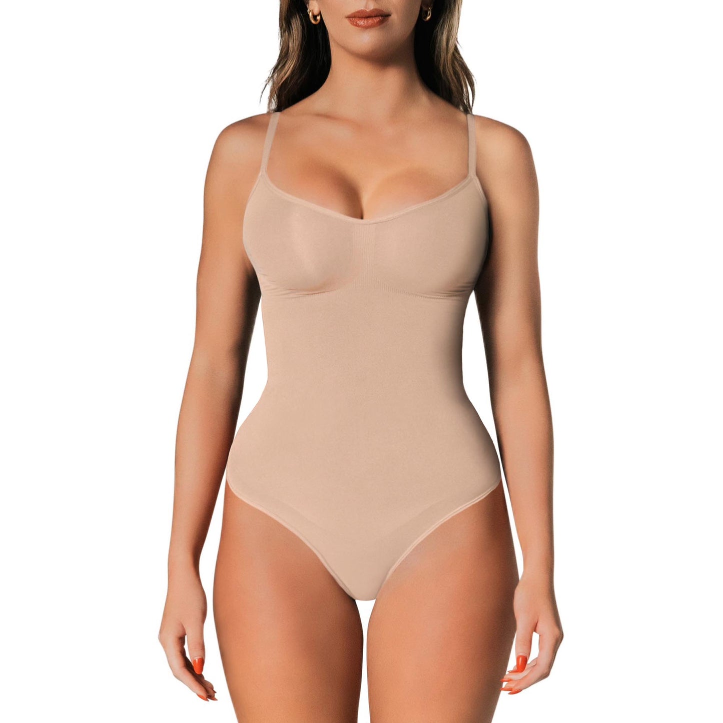 Slims Beige Seamless Bodysuit Brief Womens Tummy Control Compression Comfort Fabric